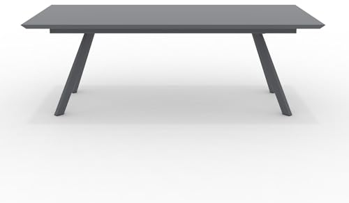 MONDO VIRO Ausziehbarer Tisch aus lackiertem Metall Daisy9 moderner Gartentisch 220/320 x 100 cm 75 h (Antikgrau)