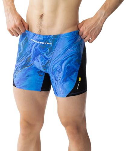 MY KILOMETRE Maillot de Bain Homme Boxer Short – Lave Jammer de Natation avec Cordon de Serrage Endurance, Résistants au Chlore pour Plage et Surf(Bleu Lave M)
