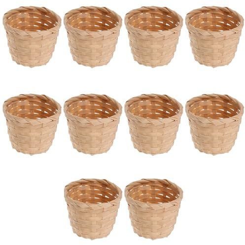DOITOOL Cestino Portaoggetti Intrecciato in Bamboo Naturale 3.54 Pollici Leggero E Portatile Per Casa Ufficio Decorazione Rustica E Organizzazione