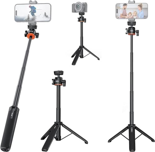 VIDIFY VRig TP-06 Mini 21cm - 55cm Extendable Vlogging Tripod Selfie Stick 360° Ball Head 1/4 Inch Screw Mount Camera Tripod 4 Levels Adjustment with Cold Shoe Selfie Stick Tripod