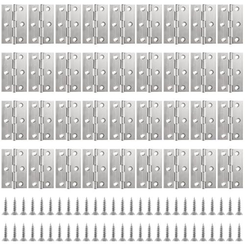 GBACHOOSE 36 Pcs Door Hinges 3 Inch Internal Door Hinges 75mm Silver Stainless Steel Hinges with Screw for Windows, Boxes, Cabinets
