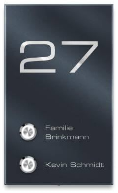 Metzler® Türklingel Aufputz mit LED-Taster und Gravurfeld in RAL 7016 Anthrazitgrau – wasserdicht IP67, Edelstahl, personalisierbar, modern für 2-Familienhaus, inkl. Montagematerial