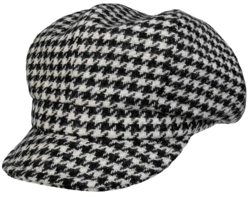Alfonso D’Este Houndstooth Ballonmütze Schirmmütze Damencap Baker-Boy-Mütze Newsboy Cap Damen - Made in Italy mit Schirm, Futter Herbst-Winter Winter