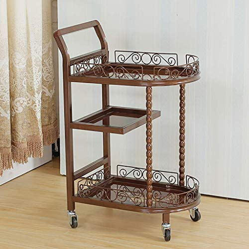 YAOSHER Servicewagen 3-stufiger Servierwagen aus Eisen, L50W36H82Cm, Rollwagen mit Spitzenzaun, Küchenwagen, Servierwagen, Lagerregal für Hotels und Restaurants, Zuhause, Kranke