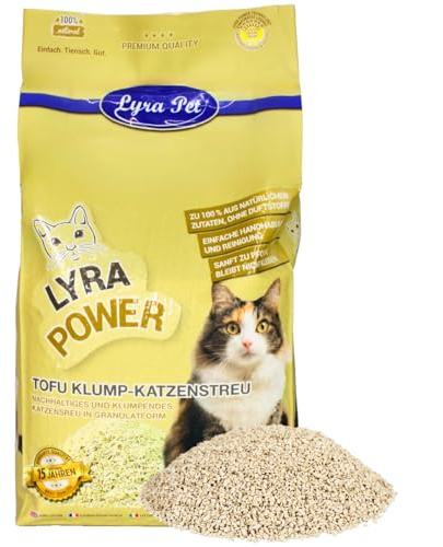 Lyra Pet® 7,5 kg Tofu Katzenstreu klumpend Naturprodukt staubfrei ohne Duft | Parfümfreie Klumpstreu - 300 % Saugkraft - Umweltfreundlich aus Erbsenprotein - Auch für empfindliche Katzen - Staubfrei