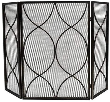 ASumPio Faltbarer Kaminschirm Mit Durchsichtigem Metallgeflecht, 3-Teiliger Funkenschutz Für Gaskamine/-Öfen/-Grills, Schwarz,
