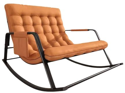 Baoblaze Doppel Schaukelstuhl Liegestuhl mit Rückenlehne mit Fußstütze Schaukelsessel Moderner Loungesessel Liegestuhl für Wohnzimmer, Orange