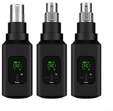 UHF - Juego de convertidor de micrófono inalámbrico inalámbrico, transmisor y receptor XLR, para micrófono dinámico con cable de guitarra, reducción de ruido (1 en 2)