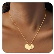 Kette Gold Damen 14K Vergoldet Halskette mit Coin Plättchen Anhänger Kette