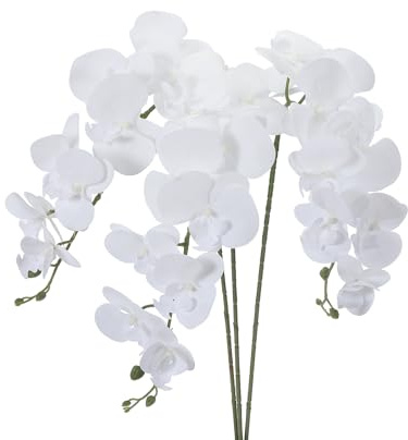 PATIKIL Tallos De Orquídea Artificial 41, Paquete De 3 con 9 Cabezas Flores Falsas Phalaenopsis Flores Artificiales De Tacto Real Rama De Orquídea Falsa para Jarrón Decoración