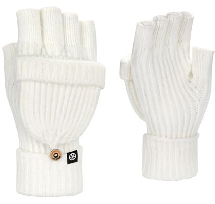 BrightGlow Fingerlose Handschuhe Herren und Damen Winterhandschuhe Gestrickte Handschuhe mit Flip Winddicht Touchscreen Handschuhe Ohne Finger Handschuhe Thermal Gloves
