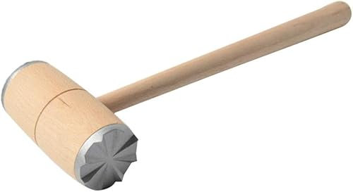 Batticarne, martello batticarne a doppio lato, con manico in legno, per bistecche, pollo, maiale