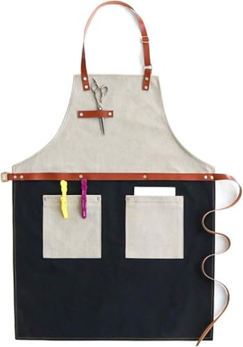 RYRYR Arbeitsschürze, Tischler-, Arbeiter-, Werkzeugschürzen for Männer, Gartenarbeit, Grillen, Holzbearbeitung, Friseur, Werkstatt, Pizza, Unisex, Canvas, 1 Stück(Black)