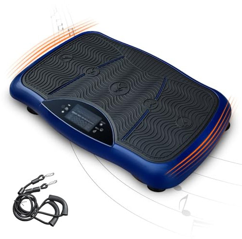 PRESENCIEL Vibration Plate Exercise Machine for Whole Body Workout, Weight Loss & Home Fitness with Bluetooth Speaker, Resistance rope, Remote Control, 180 Levels, 5 Programs (Blue)