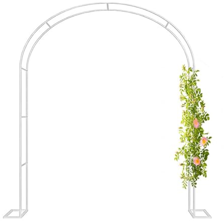 Edelstahl Rosenbogen für Kletterpflanzen, Freistehender Metall-Gartenbogen, Schwarz für Kletterpflanzen und Blütenarrangements(White,H2.2mxW2.4m)