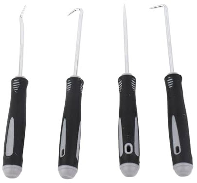 Baxnore Oil Seal Hook Set, 4 Piece Lightweight Cycle Fork Seal Tool, Carbon Steel with TPR Handle for Cycling O Ring Removal