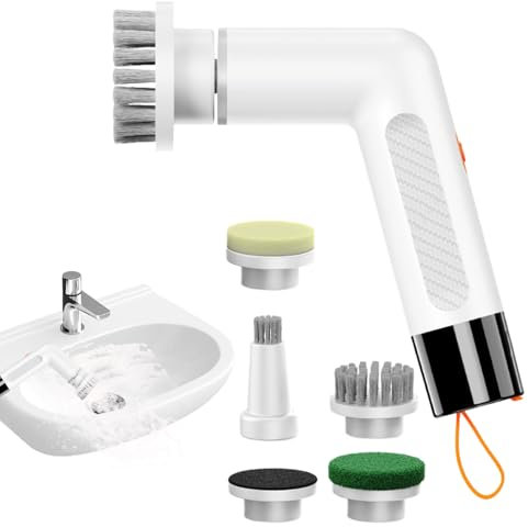 Moxeupon Spazzola Elettrica Per Pulizia,Scopa Elettrica Senza Filo Con Testina Rimovibile | Pulitore Elettrico Portatile con Spazzole Rimovibili per Cucina, Fughe e Vasca