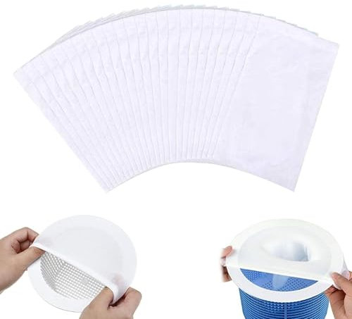 xianshi Calzini skimmer per piscina, filtro per accessori, filtro per piscina, calze filtranti, calze a rete, rete per la pulizia dei skimmer della piscina, adjustable Basket (50, bianco)