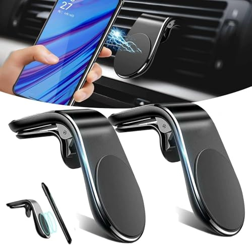 Panruia Phone Holder, 2026 Mobile Phone Navigation Magnetic Bracket, L Type 360° Rotatable Car Phone Mount, For Car Vent, For Any SmartPhone (2Pcs,B)