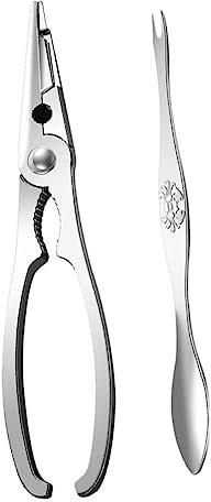 TOPPERFUN Pinza per Granchi Attrezzo per Mangiare di Mare Realizzato in Buon Acciaio Inossidabile Resistente e Durevole Impugnatura Ergonomica Antiscivolo Facil Usare