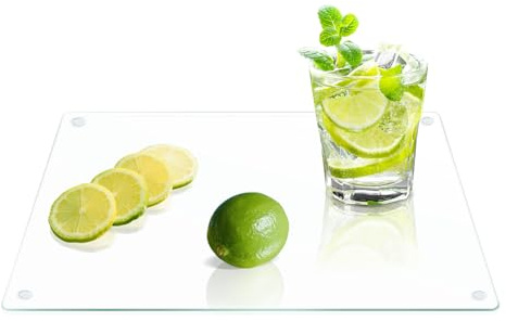 Yuzeyurun Schneidebrett Glas 30x20 cm – Großes Glasschneidebrett Transparent aus gehärtetem Sicherheitsglas – Rutschfest, Hitzebeständig & Kratzfest – Ideal als Herdabdeckplatte