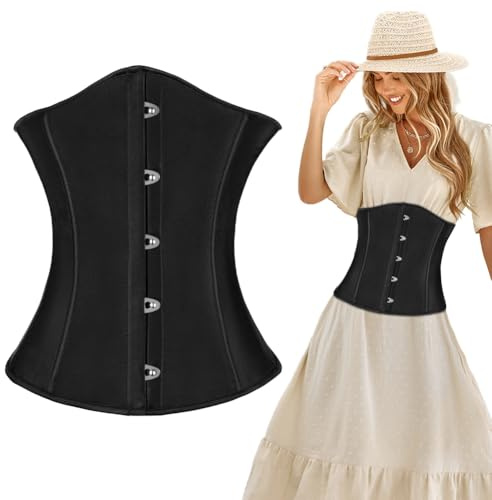 AUYAO Corset Mujer, Cinturón para Mujer con Cordones Atados, Cintura Capacitación Brocade, Bustier Gótico, Applica a Abito da Festa Corsetto, Halloween Carnava Cosplay Fiesta Outfit, M