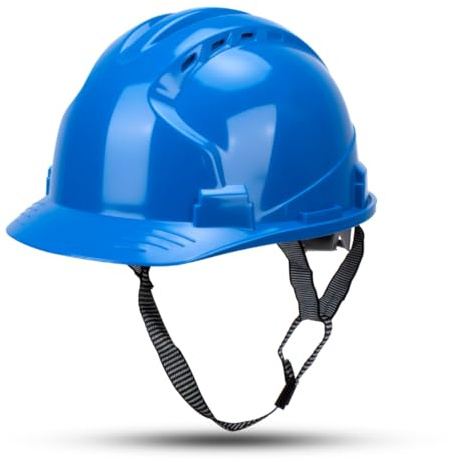 GANZTECH Casco de Seguridad ABS Azul,Certificado EN398,con Salidas de Aire y Banda Ajustable para la Cabeza,Casco de Cascos industriales para Obras de construcción,construcción y Trabajo.