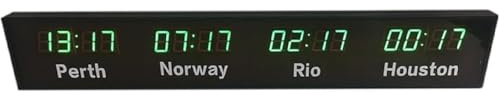 DMBBSAPBSH Orologio da Parete con Fusi Orari Mondiali, Orologio mondiale digitale LED WiFi silenzioso a 4 fusi orari con telecomando, display statico digitale, for aeroporti
