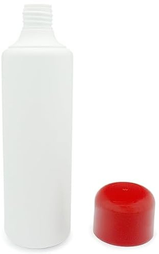 GRAN VELADA Bottiglia di plastica bianca con tappo rosso per cosmetici fatti in casa. Confezione riciclabile per gel doccia, shampoo e corpo milk. Cilindrica e personalizzabile.