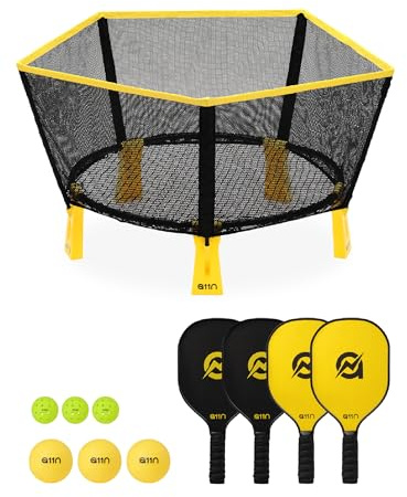 A11N SPORTS 2-in-1 Paddle Ball Game Set – Easy Assembly - Yard, Lawn & Beach Outdoor Round Net Game for Adults and Family
