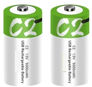 1,5 V 5000 MWh C Größe LR14 Li-Po-Akku Typ C Ultraschnelles Laden For Taschenlampen-Gasherd-Elektronik(2 Battery)
