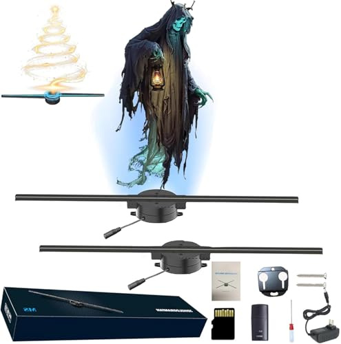 My Holo Screen, Myholoscreen, proyector de ventilador de holograma 3D, proyector de holograma de árbol de Navidad con WiFi, Bluetooth, aplicación, spinner de imágenes de Halloween de Navidad con