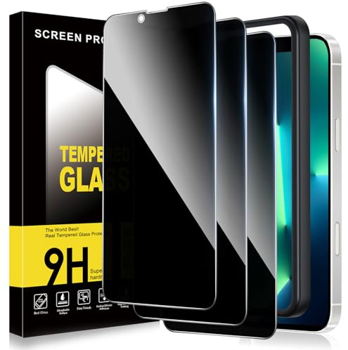 ZhuoFan Sichtschutz für iPhone 13 Pro Max Panzer Schutz Glas,Privacy Schutzfolie Displayschutz,Anti-Spy 10H Härte Folie Schutzglas Blickschutz mit Rahmen Positionierhilfe,Bläschenfrei,3 Stück