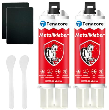 Tenacore 160g 2 Komponenten Kleber, 2K Epoxidharz Kleber Extra Stark Metallkleber für flüssigmetall, Edelstahl, Gusseisen, Holz, Stein