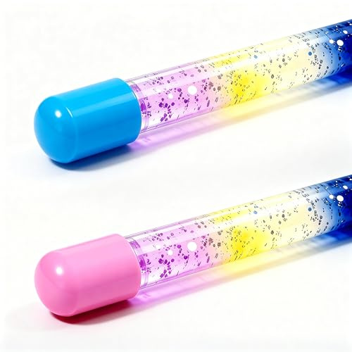 2 Stück Glitzer Zauberstab Kinder Je 32 cm lang zweifarbig Bunter Glitzerstab Stilvolles Zubehör Magic Wand Für Die kleine Prinzessin Fee Oder Den Zauberer – Zauberstab Glitzer (1 Blau、1rosa)