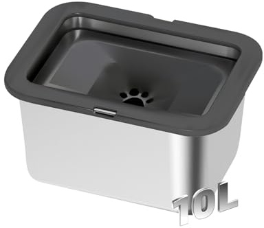 Marchul 10L Stainless Steel No Spill Water Bowl for Dogs, Slow Water Bowl for Large Dogs Anti Slip, No Splash Mess Proof Water Dispenser for Sloppy Drinkers Indoor Outdoor
