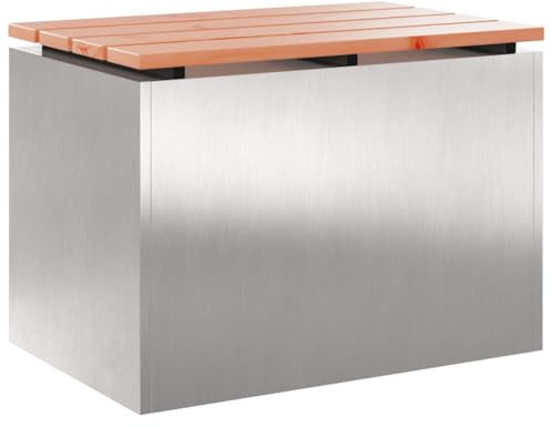 mtlskopl Gartenbank Edelstahl 60x40x43 cm aus massivem Douglasienholz Modernes Design Robustes Gestell für Terrasse Balkon Garten Outdoor Sitzbank