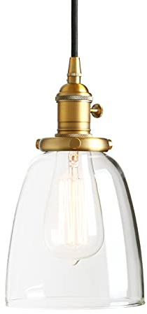 Pathson Suspension Luminaire Vintage Industrielle E27 Eclairage Rétro Plafond Abat-Jour en Verre Lampe Plafonnier Pendant Lampe pour Café,Cuisine,Salle à Manger Antique