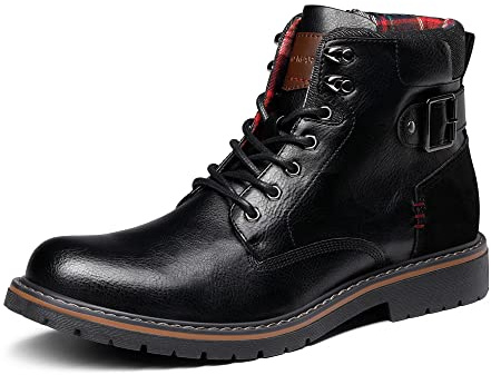 Bruno Marc Stivali da Moto Uomo con Lacci Classici Chukka Boots Biker Scarpe Casual Cerniera Combattimento Tattici Anfibi Stivaletti,Size 42,Nero,SBBO2215M-E