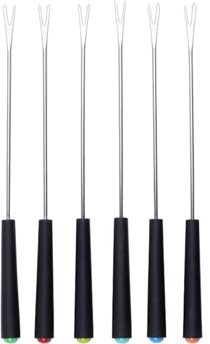 LATRAT Forchette per fonduta di formaggio, in acciaio inox, forchette per fonduta di formaggio, con manico resistente al calore, per formaggio, cioccolato, arrosto, carne di marshmallow