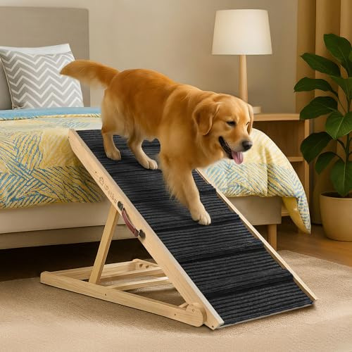 iPetba Hundramp för Stora Hundar Ramp Hund för Soffa Säng Dog Ramp Vikbar och Justerbar Maxhöjd 60 cm, upp till 90 kg