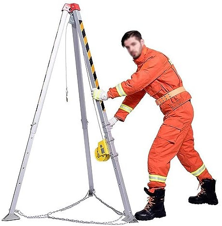 Stativ-Set für beengte Räume zur Brandbekämpfung im Notfall, 1200/1800/2600 lbs Winde Aluminium-Stativ-Rettungs-System mit 65'/98'/130' Kabel, verstellbare Beine und Füße (Größe: sichere Tragkraft: