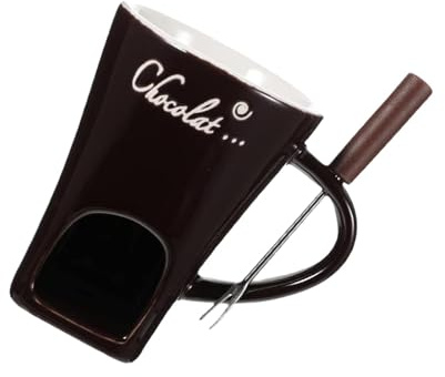 MagiDeal Fondue Chocolat Bougie, Tasse à Fondue Tasse à Chocolat avec Fourchettes pour Faire Fondre Le à Café Pot à Beurre 130 ML Pot à Bonbons pour Dessert Maison Anniversaire Cuisine, Brun