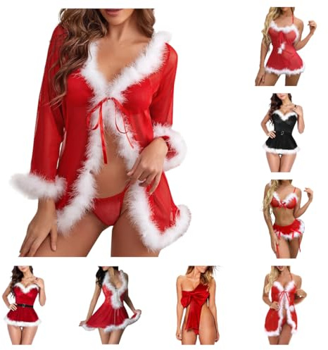 NoëL MèRe DéGuisement Femme Christmas Costume Adulte Lingerie Sexy Tenue Lingerie Femme NoëL Seduction,Lingerie Sexy Hot Chaude MèRe NoëL, Femmes Charmant Costume Noël