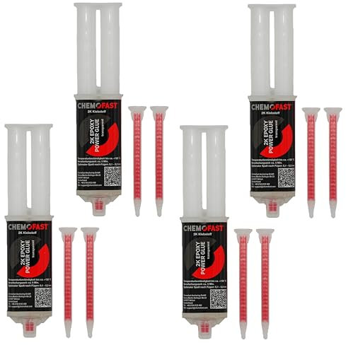 4x Remstaler 2K EPOXIDKLEBER | Kraftkleber | extra Stark für Innen- und Außenbereich inkl. 2 Mischer | transparent