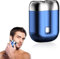 Mini Afeitadora Eléctrica Hombre, Afeitadora Eléctrica Portátil, Afeitadora para uso en seco y húmedo, Recargable por USB, Impermeable, para uso diario en el hogar, viajes, oficina (Azul)