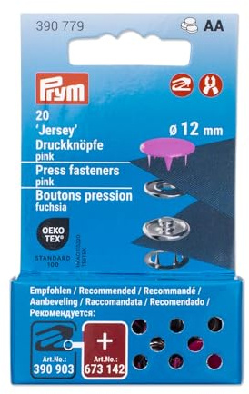 Prym 390779 Druckknöpfe Jersey, 12 mm, pink, kompatibel mit dem Vario Creative Tool