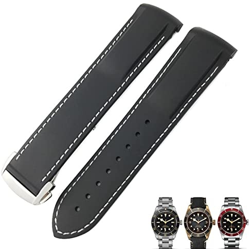 20mm 22mm Gummi -Klapp -Schnalle -Uhr -Gurt schwarze blaue rote Uhrenbänder für Tudor Black Bay für Männer Armband