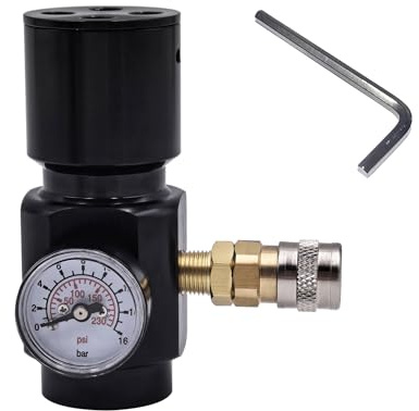 CO2 lågtrycksregulator med justerbar utgåva 0–150 psi, maximal ingång 2000 psi för Paintball, Airsoft, PCP, dykflaskor G1/2