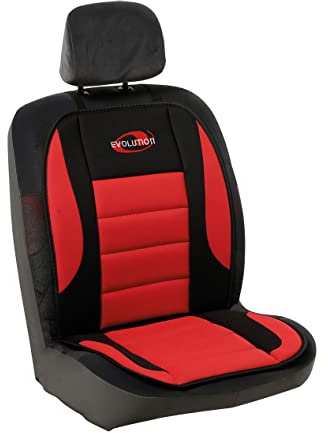 TURBOCAR - Couvre siège Voiture Sport - Couverture siège Universel - Bicolore: Noir/Rouge - avec Broderie évolution - Taille Universel: 94 x 44cm - 100% Polyester - Fixation Rapide - 1 pièce